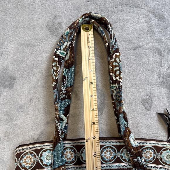 Vera Bradley Java Blue Tote Bag Turquoise Brown Quilted Cotton Boho USA - Picture 8 of 9